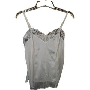 Vintage Satin Like  & Lace Camisole Womens‎ Medium White to Ivory
